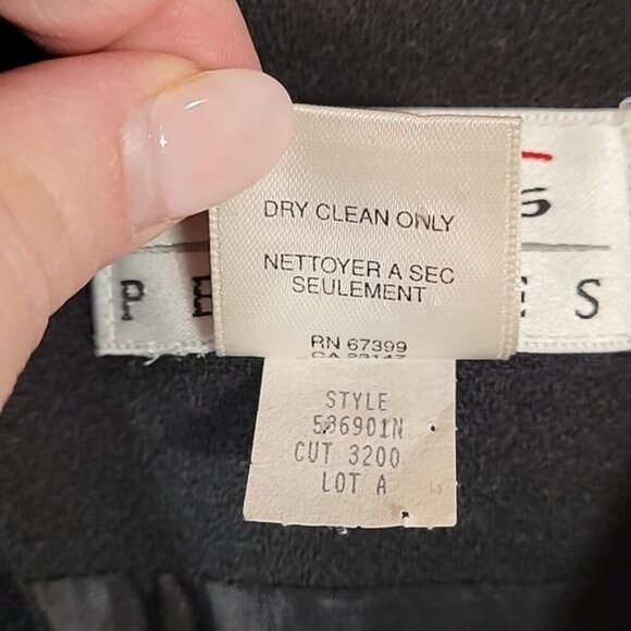 Vintage Talbots 100% Wool Trench Coat Size S Black Button Velvet Classic Y2K 90s - Picture 6 of 13